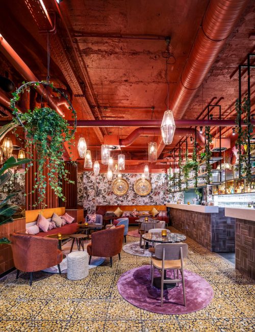 Bar and low seating area at SERRA Garden Kitchen