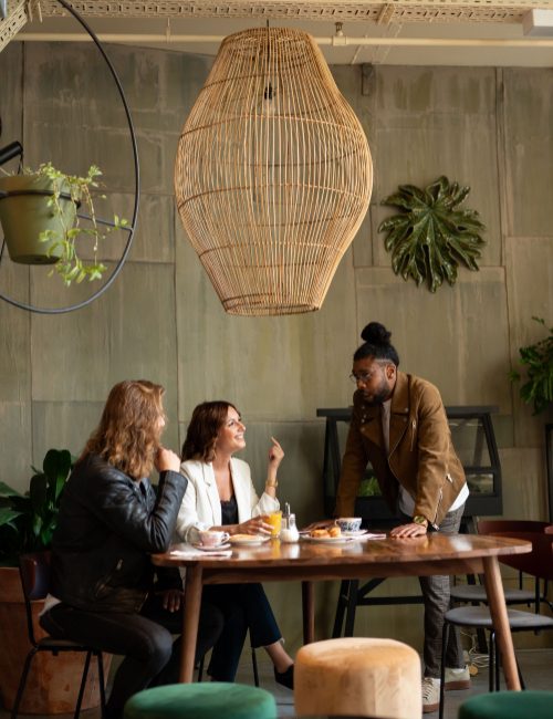 Coworkers eating together